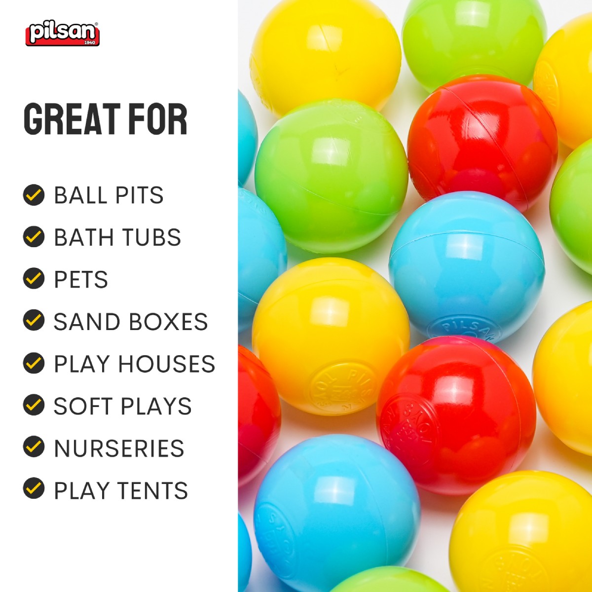 Ball Pit Balls - 7 CM - 500 PCS - Commercial Grade - Mixed Colours - Non-PVC Plastic - Non-Toxic and BPA Free - Premium Quality