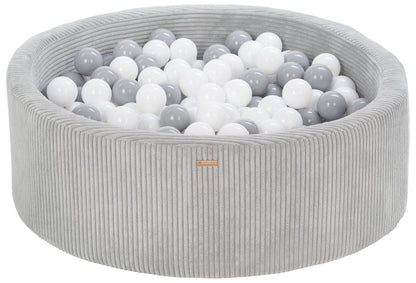 Velinda Soft Play Ball Pit with 300 Balls - Corduroy Fabric - 90cm - Kids Play Toy