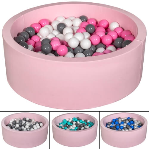 Velinda Soft Jersey Ball Pit with 300 Balls - Pink - Baby & Kids Play Gift - 80cm