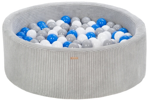 Velinda Soft Play Ball Pit with 300 Balls - Corduroy Fabric - 90cm - Kids Play Toy