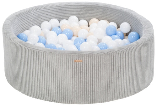 Velinda Soft Play Ball Pit with 300 Balls - Corduroy Fabric - 90cm - Kids Play Toy