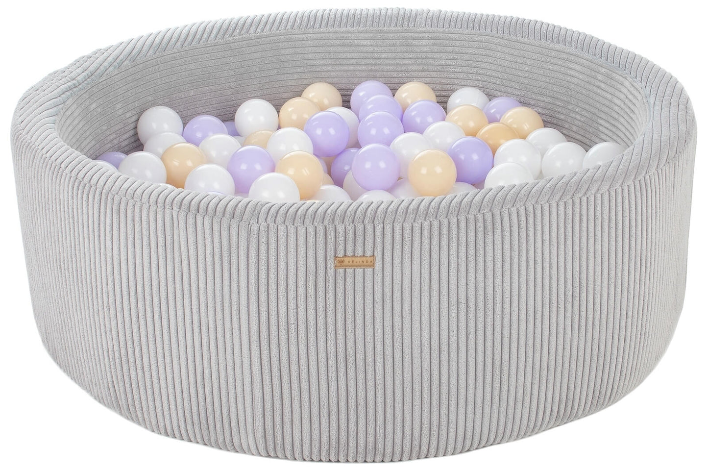 Velinda Soft Play Ball Pit with 300 Balls - Corduroy Fabric - 90cm - Kids Play Toy