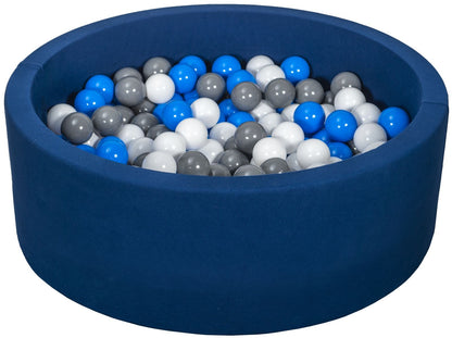 Velinda Soft Jersey Ball Pit with 200 Balls - Navy Blue - Baby & Kids Play Gift - 90cm