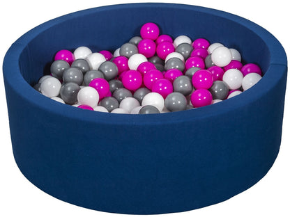 Velinda Soft Jersey Ball Pit with 200 Balls - Navy Blue - Baby & Kids Play Gift - 90cm