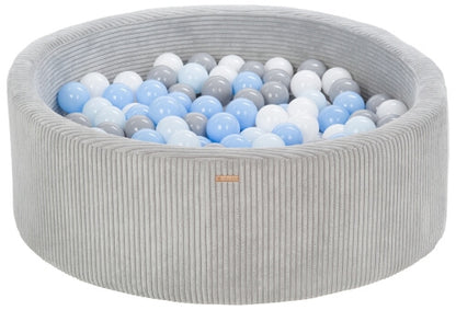 Velinda Soft Play Ball Pit with 200 Balls - Corduroy Fabric - 90cm - Kids Play Toy