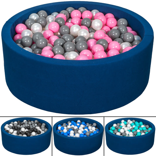 Velinda Soft Jersey Ball Pit with 450 Balls - Navy Blue - Baby & Kids Play Gift - 90cm