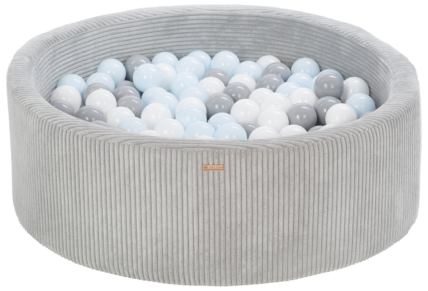 Velinda Soft Play Ball Pit with 200 Balls - Corduroy Fabric - 90cm - Kids Play Toy