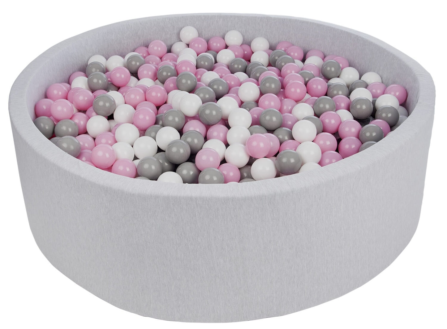 Velinda Large Round Grey Ball Pit with 1200 Balls - Soft Play - 120cm Kids Toy